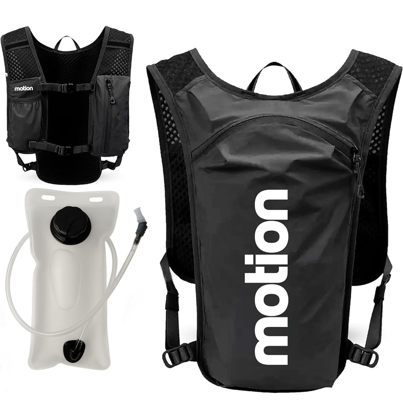 Running Hydration Vest for Men Women, Lightweight Reflective Hydration Backpack with 1.5L Water Bladder Bag for Hiking, Running, Cycling Black Regular Size + 1.5 ltr Water Bladder