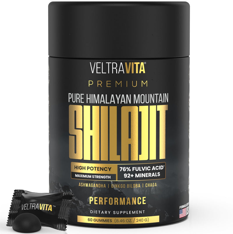 Pure Himalayan Shilajit Gummies with Ginkgo Biloba, Chaga & KSM-66 Ashwagandha | Shilajit for Men & Women |10000 mg Max Potency | 76%+ Fulvic Acid & 92+ Trace Minerals | Sugar Free - BeesActive Australia