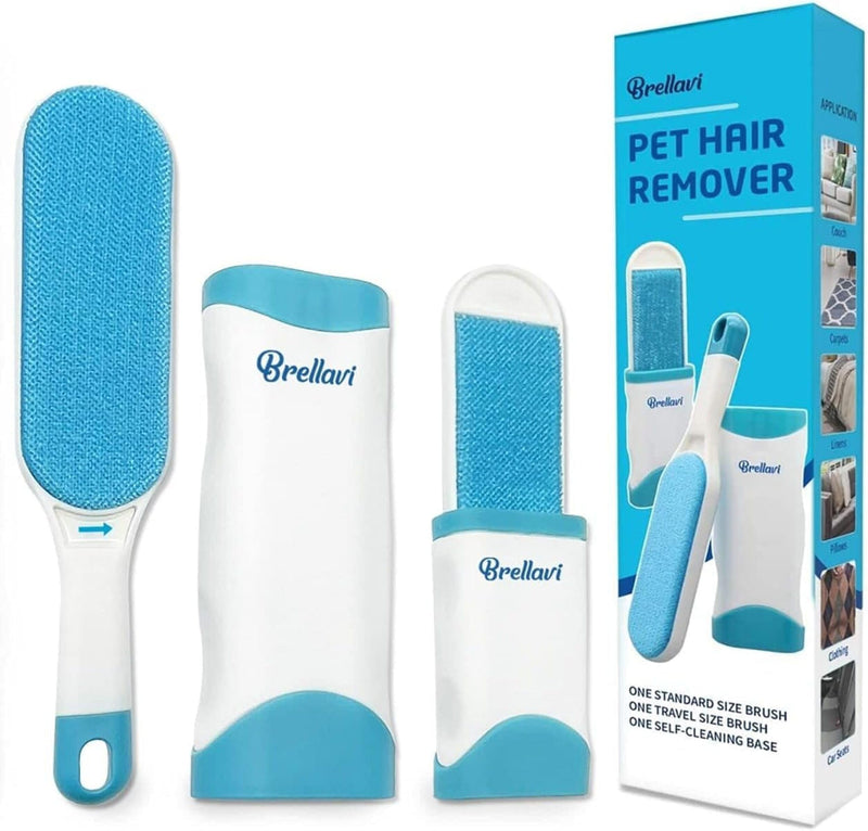 Pet Hair Remover for Clothes: Reusable Cat Dog Fur Removal Brush for Furniture Couch Carpet Bed Car Seat - Self-Cleaning Tool for Pet Owners Friends Families - Home Travel Use (1 Pack Fresh Blue) 1 Pack - BeesActive Australia