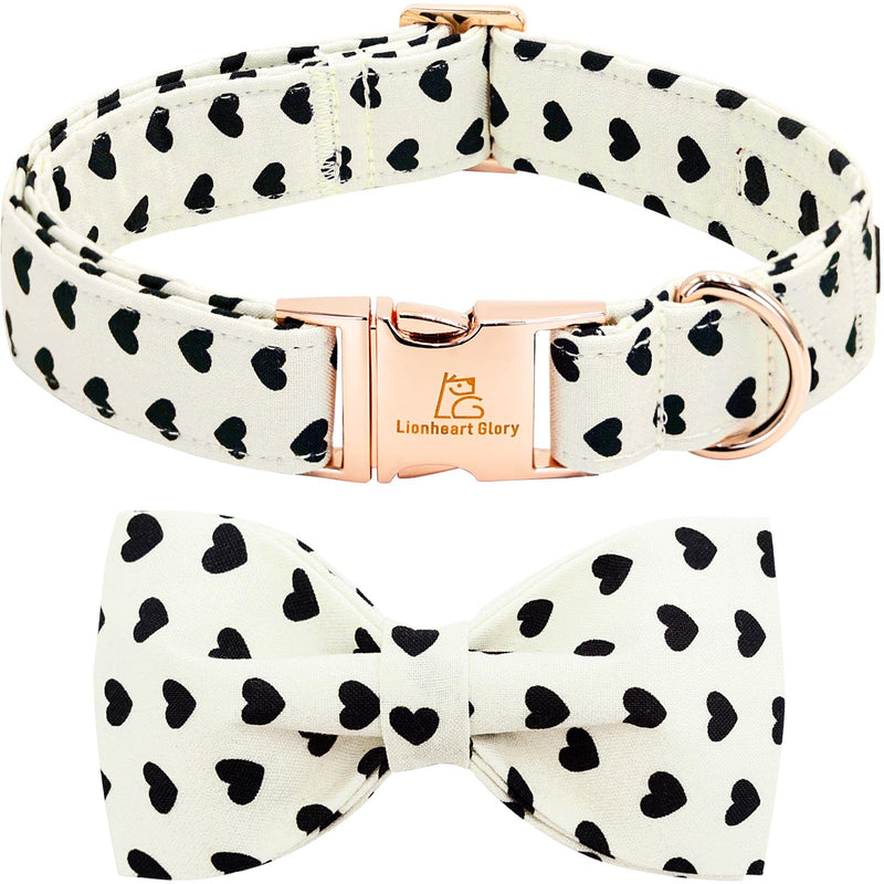 Lionheart glory Dog Bow Collar Valentine's Day Dog Collar for Small Dogs Hearts Print Dog Collar with Bowtie Spring Dog Collars Pet Collar Bows Cute Collars Small (Pack of 1） A:Hearts - BeesActive Australia