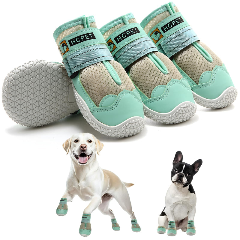 Hcpet Dog Shoes for Large Dogs, Breathable Dog Booties for Small Medium Dogs, Anti-Slip Dog Boots & Paw Protectors for Hot Pavement Winter Snow Hiking with Reflective Straps Green Size 1 #1 (Width 1.37 inch) for 10-23 lbs - BeesActive Australia