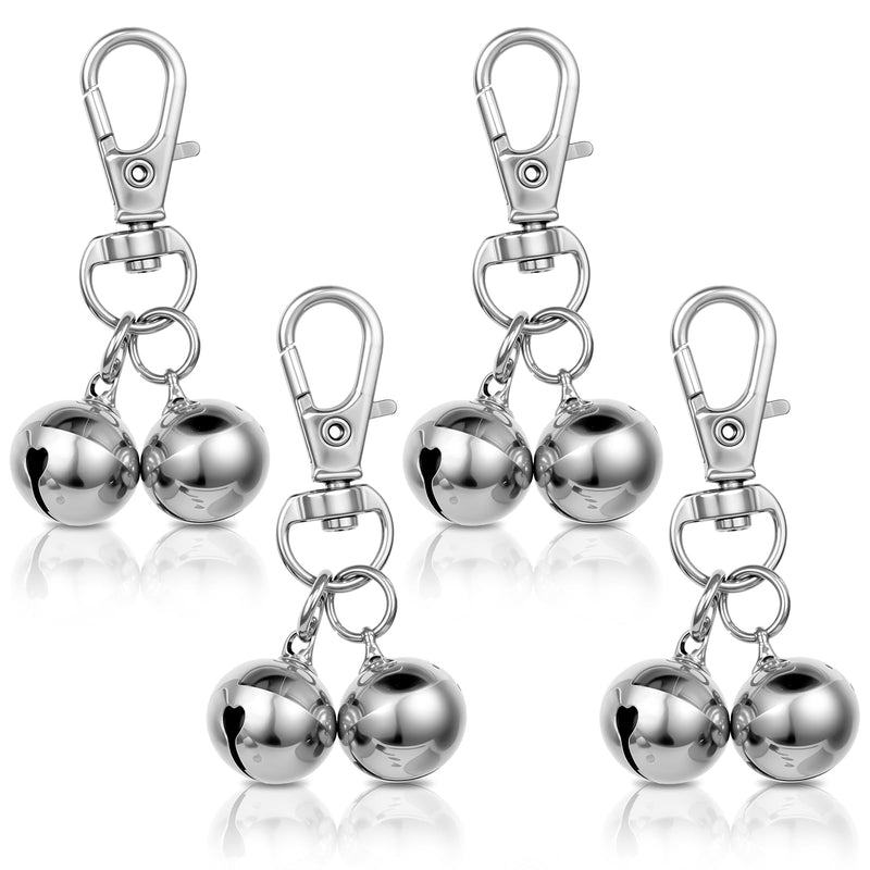 4 Pack Dog Cat Collar Bell, Loud Dog Collar Bells for Pet Training Small Dog Bell Silver Cat Bell for Collar Charm Dog Collar with Bells for Dog - BeesActive Australia