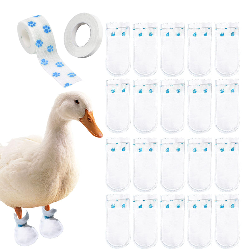 20 Pcs Disposable Boots for Real Duck Feet, Bumble Foot for Duck Pet Duck Supplies with Blue Bandage, Large Size - BeesActive Australia