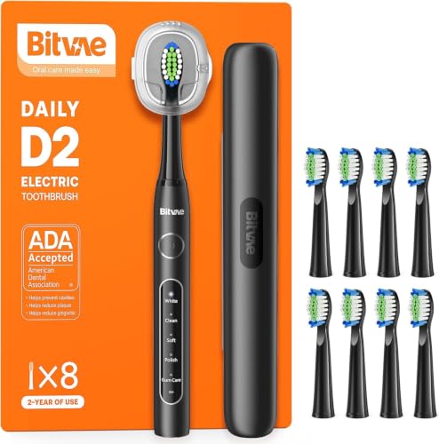 Bitvae ADA Accepted Electric Toothbrush, 60-Day Battery Travel Toothbrush Shadow Black