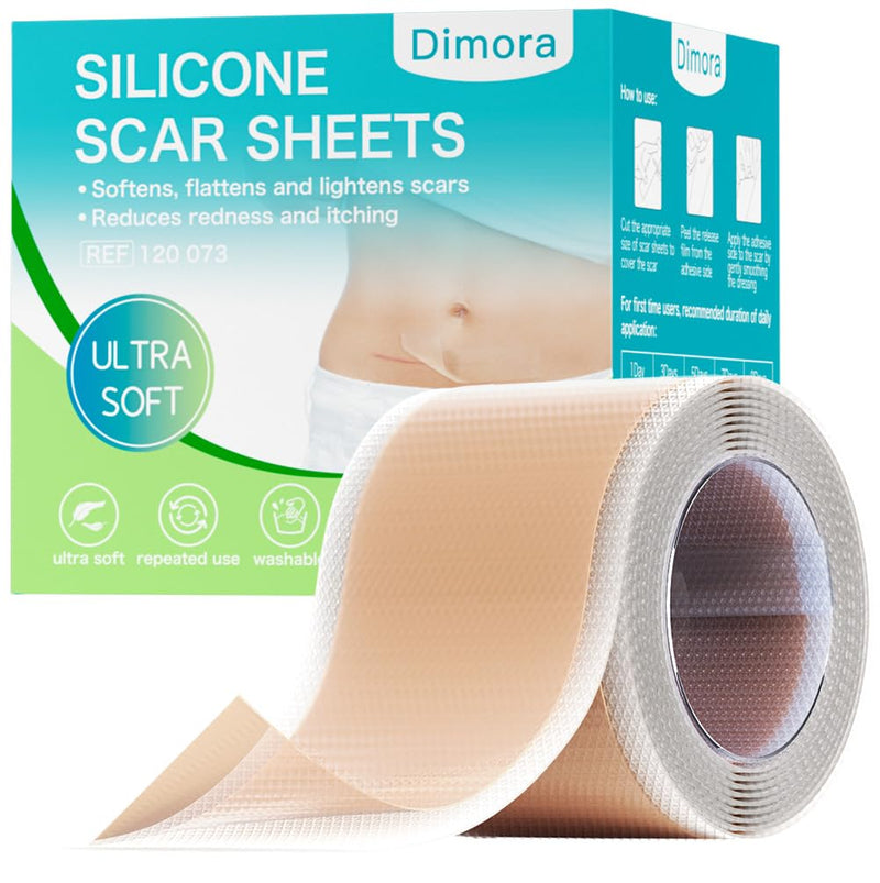 Dimora Medical Grade Silicone Scar Sheets -Ultra Soft Silicone Scar Tape (1.6‚Äùx60" Roll), Hypoallergenic Scar Removal Treatment for Surgical Scars, C Section, Tummy Tuck, Keloid Treatment scar sheet-60" - BeesActive Australia
