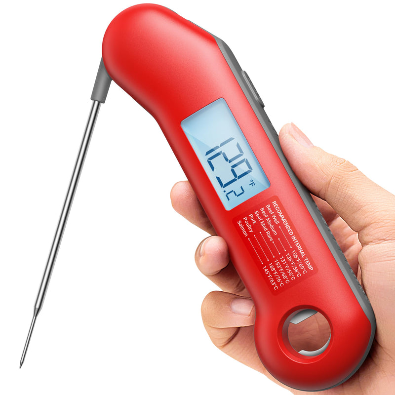 ThermoMaven Professional Meat Thermometer Digital, Ultra-Fast 0.5 Sec Instant Read, NIST Certified ±0.5°F Accuracy, 100% Waterproof, Auto-Rotating Backlit Display, Lift-to-Wake, for BBQ/Cooking/Candy Red & Gray - BeesActive Australia