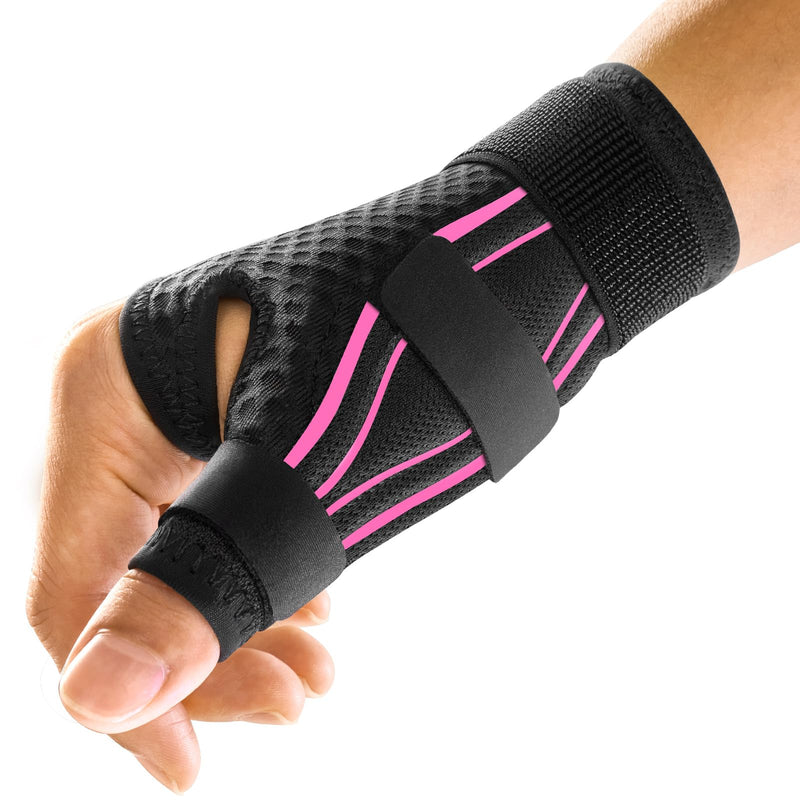 FREETOO Ergonomical Thumb Brace Right Hand or Left Hand for Arthritis Pain and Support, Thumb Splint for Trigger Thumb, Thumb Support for De Quervains Tenosynovitis, Fits Palm 7.5''-8.5'' S/M Pink S/M - Fit both hands Pink / Black