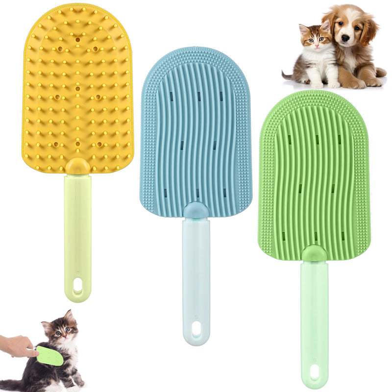 3PCS Cat Tongue Comb, Cat Grooming Brush, Cat Brushes for Indoor Cats, Cat Brush for Shedding, Cat Comb for Long Haired Cats, Pet Ice Cream Massage Comb, Easily Removes Fur Reducing Hairballs (Blue, - BeesActive Australia