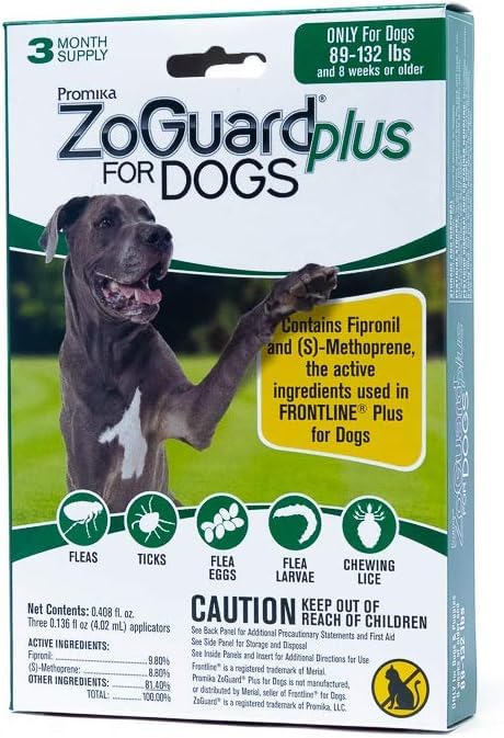 ZoGuard Plus for Dogs (89-132 lbs) 6 Month Supply, Pack of 2
