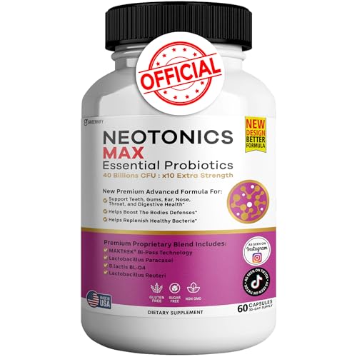 NeoTonics Max Essential Probiotics for Gums and Teeth Health - 40 Billion CFU Advanced Oral Probiotics, Fresh Breath Support - 60 Capsules, Oral Care Supplement (1 Pack) 1