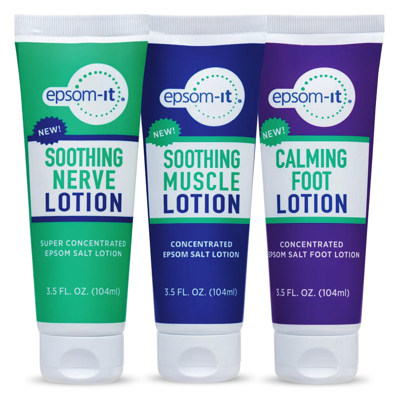 EPSOM-IT Starter Pack: Magnesium Cream for Feet, Ankles, Legs, Back & Neck - Soothing Nerve, Muscle & Calming Foot Rubs for Stiffness & Comfort - Epsom Salt Magnesium Sulfate - 3.5oz, 3-Pack 3.5 Fl Oz (Pack of 3)