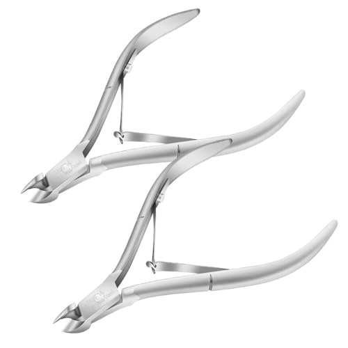 2 Pack Cuticle Nipper Cuticle Remover Cuticle Trimmer Stainless Steel Cuticle Cutter Clipper Nail Tools for Fingernails and Toenails