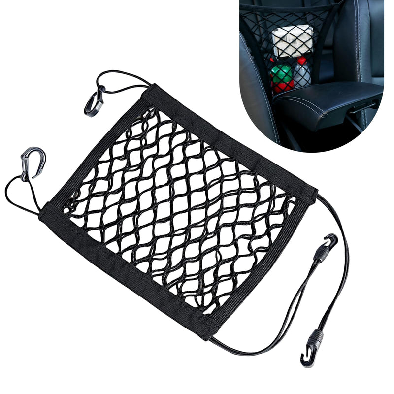 1 PC Car Front Seat Partition Stretchable Net, 11.4" x 10.2" Portable Storage Double Layer Coarse Net Clip-Installation Pet Anti-Fall Safety Barrier, Safety Travel Accessory (Black) - BeesActive Australia