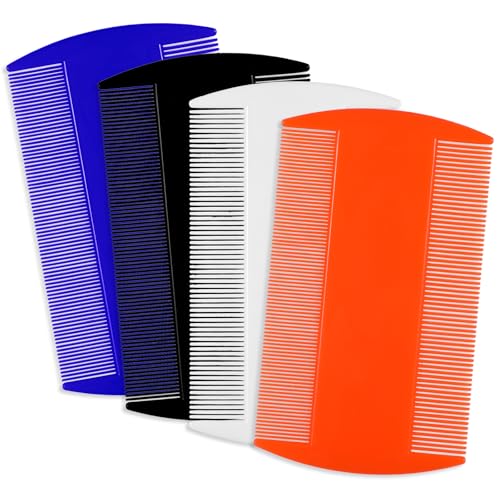 4 Pcs Lice Combs Double Sided Fine Tooth Comb Lice Comb For Dandruff Removal Thick Hair Tooth Head Nit Hair Combs For Adults Kids And Pet's Remove Head Lice Nits Fleas(4 Colors) Drak