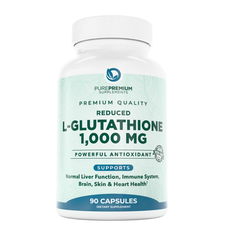 PurePremium Reduced Glutathione 1000mg Per Serving - 500mg Per Capsule ‚Äì L-Glutathione Supplement & Antioxidant Support for Normal Liver, Brain, Skin & Heart Health ‚Äì 90 Capsules - BeesActive Australia