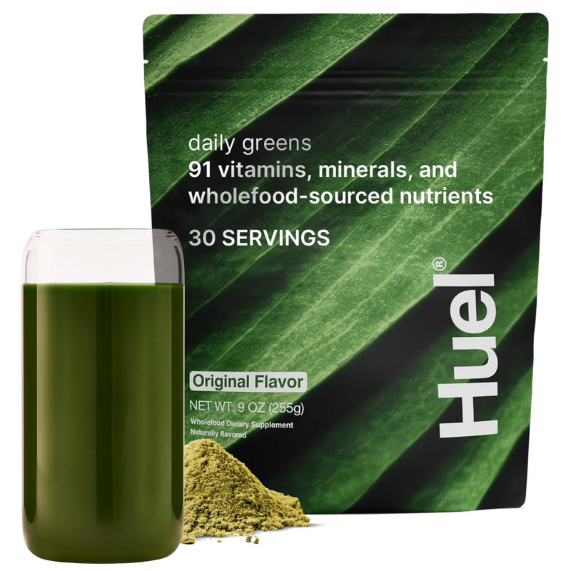 Huel Daily Greens | Superfood Greens Powder | Adaptogens & Probiotics | Original Flavor | 30 Servings | 91 Vitamins, Minerals, and Wholefood-Sourced Ingredients | Adaptogens & Antioxidants 9 Ounce (Pack of 1)