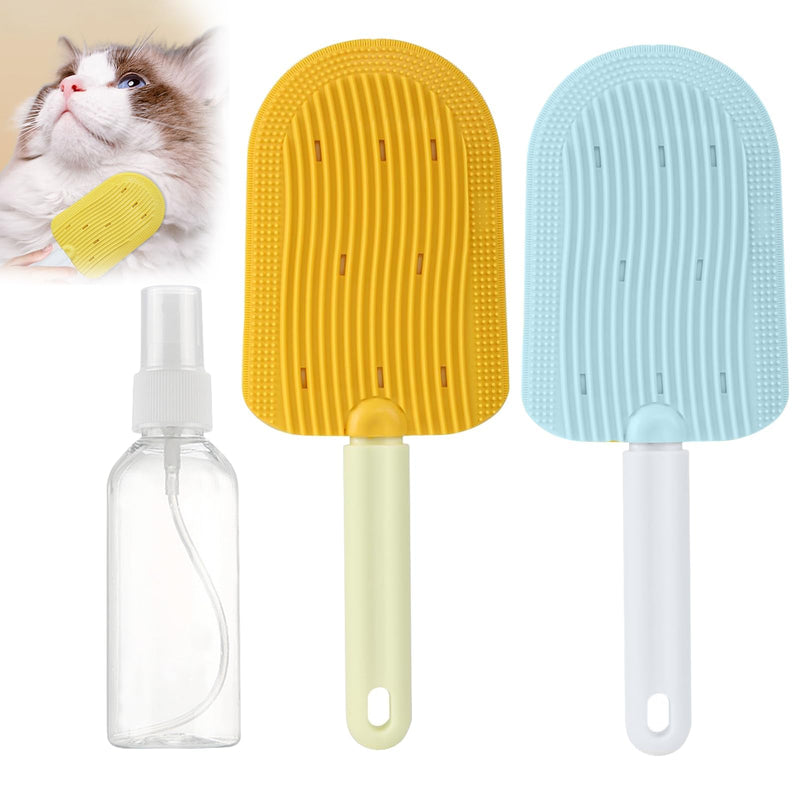 Cat Tongue Comb, Cat Tongue Brush, Cat Brushes For Indoor Cats, Cat Grooming Brush, Silicone Cat Brush Easily Removes Fur Reducing Hairballs（2pc And Spray Bottle） - BeesActive Australia