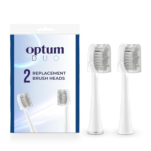 Electric Toothbrush Replacement Heads 2-Pack - Compatible with Optum Duo 2 in 1 Flossing Toothbrush - Includes Brush Head Covers - White 1 Count (Pack of 2)