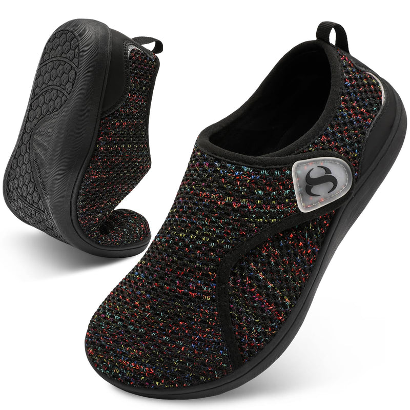 Womens Walking Shoes Comfortable Wide Diabetic Shoes Adjustable Zero Drop Edema Shoe Breathable Neuropathy Nursing Shoes Casual Wide Width Sneakers 10 Wide Mixblack