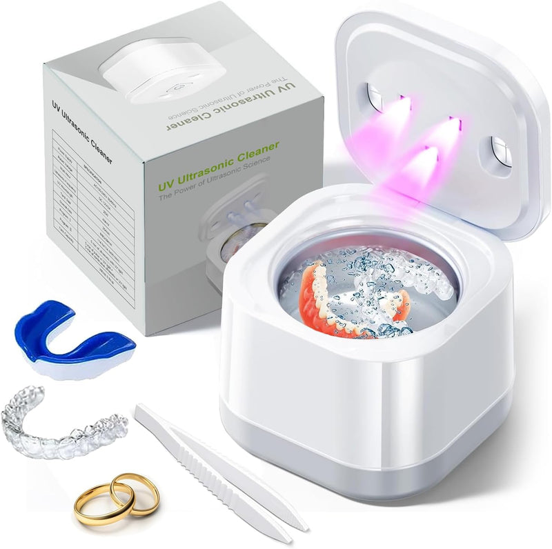 Ultrasonic U-V Retainer Cleaner Machine, 45kHz Ultrasonic Cleaner for Dentures, Retainer, Mouth Guard, Aligner, Toothbrush Head, 200ML Ultrasonic Cleaning Machine for All Dental Appliances - BeesActive Australia