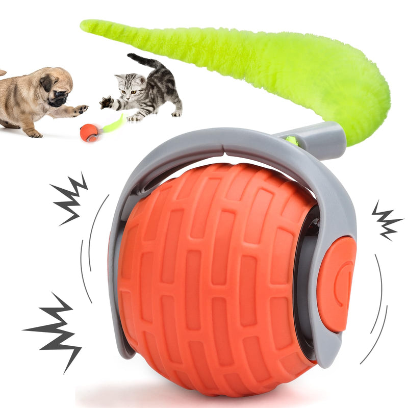 JAKPAK Cat Dog Toys Interactive Dog Cat Toy for Indoor Cats and Dogs with Tail Bird Chirping & Fast Move On Carpet Automatic Cat Dog Cat Ball Toy for Bored Indoor Cats(Orange) - BeesActive Australia