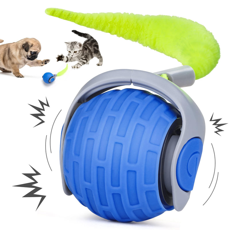 JAKPAK Cat Dog Toys Interactive Dog Cat Toy for Indoor Cats and Dogs with Tail Bird Chirping & Fast Move On Carpet Automatic Cat Dog Cat Ball Toy for Bored Indoor Cats 2.0 gen(Blue) Blue - BeesActive Australia