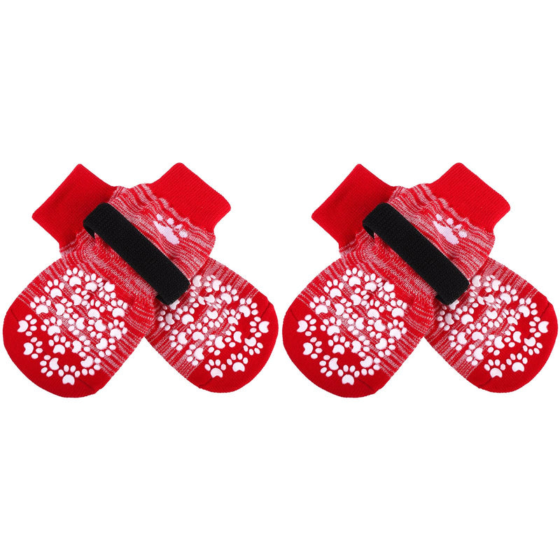 EXPAWLORER Anti Slip Dog Socks to Prevent Licking Paws, Dog Shoes for Hot Pavement, Dog Booties for Small Medium Large Senior Dogs, Traction Control Dog Boots & Paw Protectors for Hardwood Floors-Red Small (4 Count) Red - BeesActive Australia