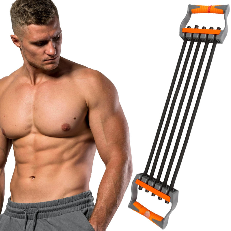 Chest Expander for Men Adjustable Forearm Strengthener with Removable Tubes Arm Trainer for Arm Chest Back Muscles Chest Upper Body Workout Equipment for Home Gym Fitness Muscle Training Exercise Black-120KG/265LB - BeesActive Australia