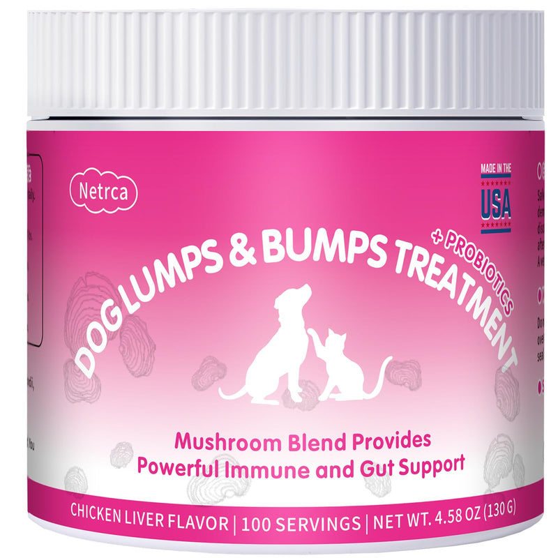 Lipoma Treatment for Dogs – Turkey Tail Mushroom Powder for Lumps & Bumps – 8 Mushroom Blend for Immunity & Gut Support – Natural Dog Probiotic – 4.58 OZ (Chicken Liver Flavor)