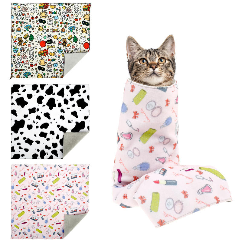 3PCS Cat Grooming Wrap, Self Adherent Cloth Cat Wrap for Cutting Nails, Cat Swaddle Wrap for Cleaning Ear Brushing Teeth, Multifunctional Cat Restraints Bag for Holding Cat to Non-Bite/Scratch/Runaway - PawsPlanet Australia