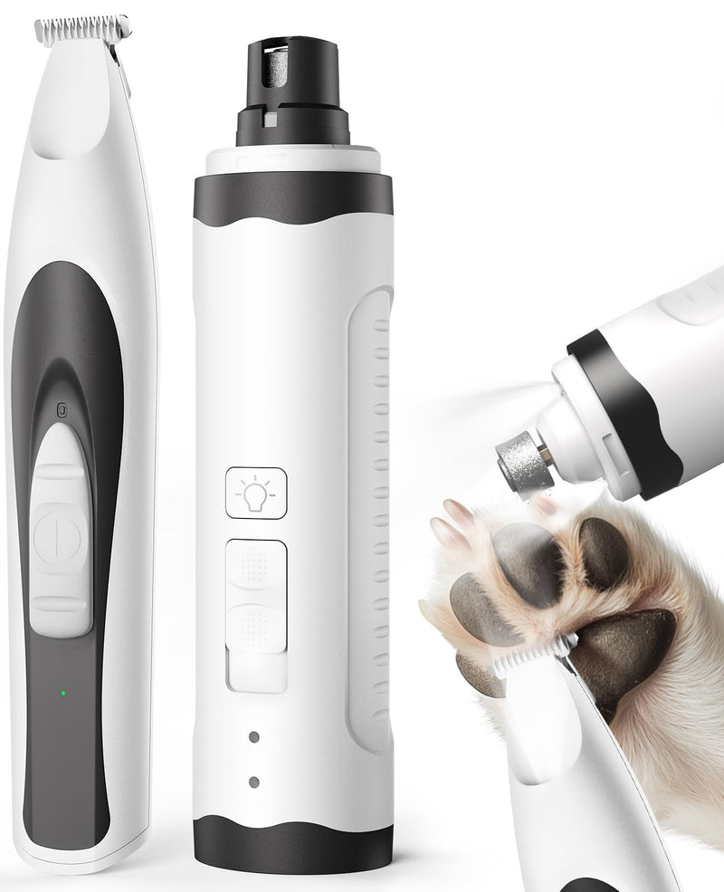 oneisall 2 in 1 Quiet Paw Trimmer and Dog Nail Grinder with LED Lights, 35dB Dog Paw Grooming Kit Rechargeable Cordless Pet Clipper 2-in-1 Set - BeesActive Australia