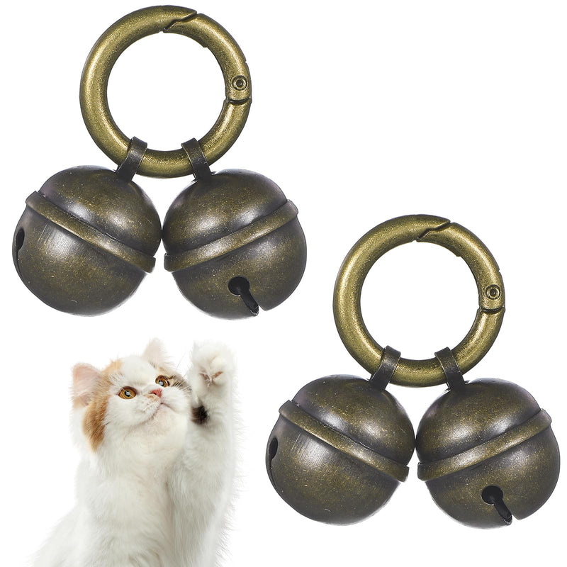 Dog Bells for Pet Tracking, 2 Pcs Extra Loud Dog and Cat Bells for Collar, Copper Bells with Quick Clips, Durable Iron Split Ring & Lobster Bell Clip - BeesActive Australia