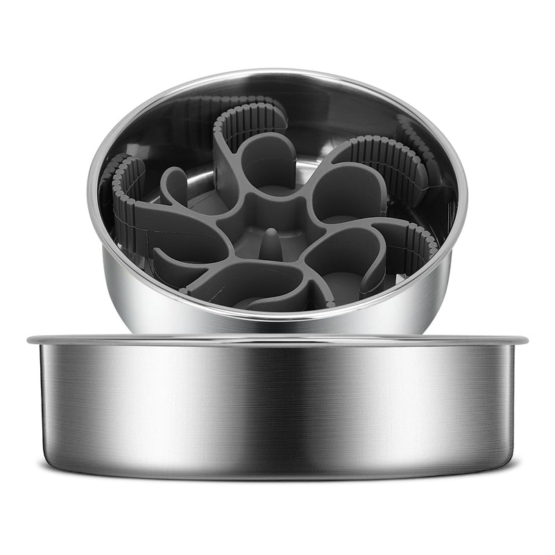 2-in-1 Slow Feeder Dog Bowls, Stainless Steel Pet Bowls with Silicone Slow Feeder Insert, Removable Non-Slip Rubber Base for Small Dogs to Slow Down Eating (Small Breed) Small Breed - BeesActive Australia
