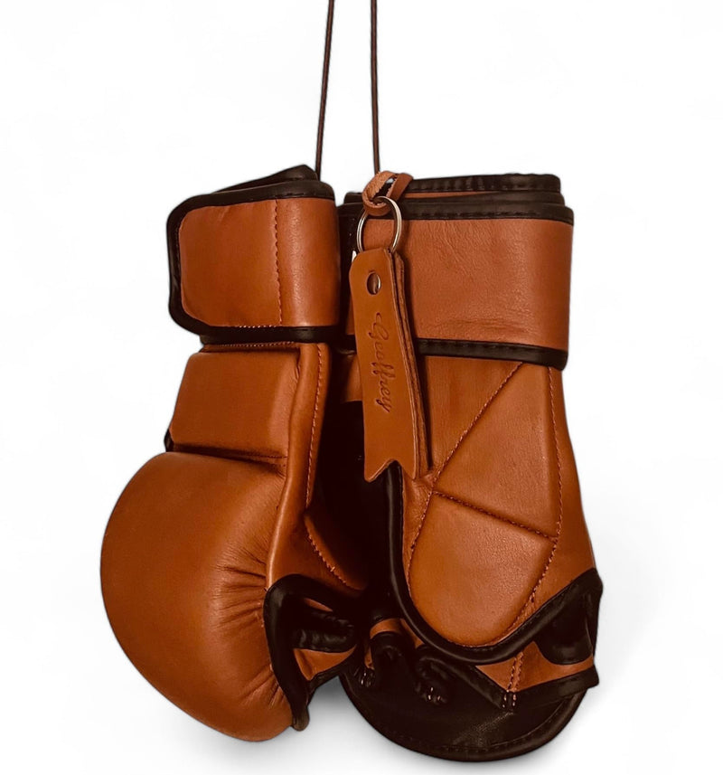 Shooter MMA Gloves - Size L | PRO Version | 100% TAN Leather Vintage Training Boxing I Geoffrey