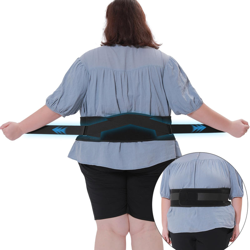 Plus Size Back Brace for Lower Back Pain - Extra Large Hip Support for Sciatica, Herniated Disc, Abdominal Binder - Adjustable Compressions Wrap With Support Pad - For Women & Men (2XL 57.1"-63.1") XX-Large - BeesActive Australia