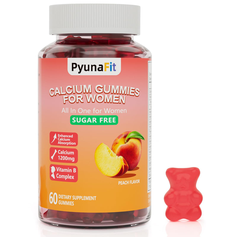 Calcium Gummies for Women 1200 mg, 60 Count | Calcium Chewables with Vitamin D3 Magnesium Zinc, Vegan, Sugar Free, Gluten Free