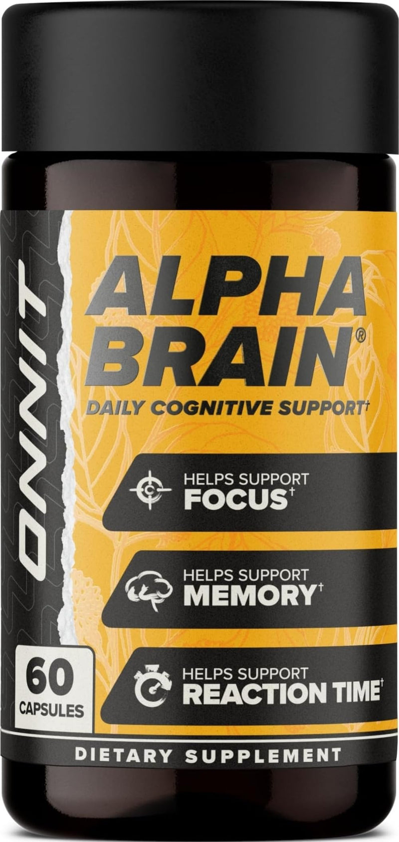 ONNIT Alpha Brain Nootropic Brain Supplement for Focus & Memory, 60 Count | IGEN Non-GMO Tested; L-Theanine, Alpha GPC & Vitamin B6; brain supplement for memory, focus & mental clarity, men & women 60 Count (Pack of 1)