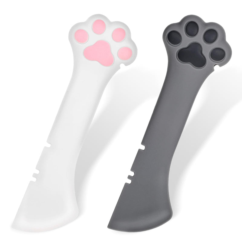 2 Pcs Dog Cat Food Spoon Cute Paw Cat Food Spoon Cat Wet Food Spoon Silicone Pet Food Can Opener Spatula Scoop Mixing Spoons Mini Spatula for Pet Canned Food Small Feeding Jars Spatulas (Gray, White) - BeesActive Australia