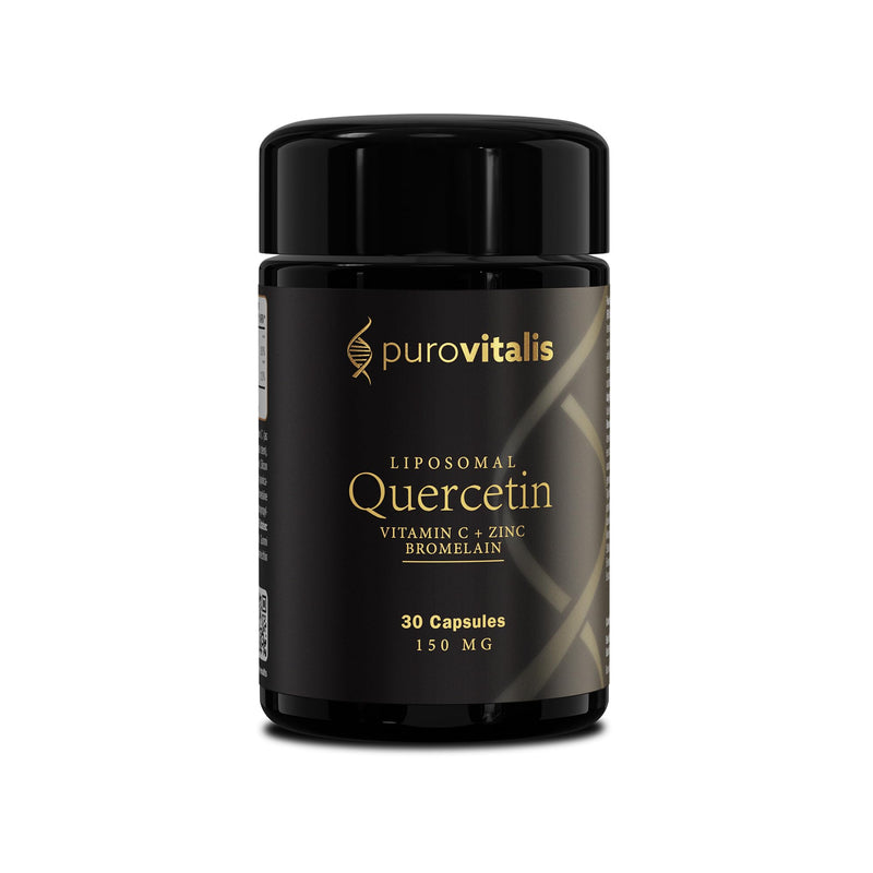 PUROVITALIS Liposomal Quercetin 150mg with Bromelain, Vitamin C & Zinc, 99% Purity Immune Support Supplement, 1-Month Supply (30 Vegan Capsules)