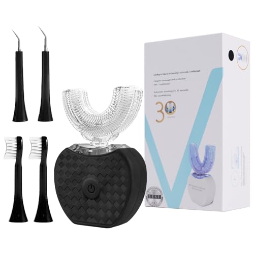 KUOLAO U-Shaped Toothbrush for Adults - 360° Teeth Whitening & Mouth Cleansing, Hands-Free Gums Protection - Fast Charging & LED Light - Waterproof IPX7