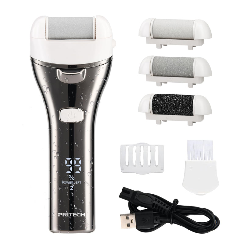 Electric Foot Callus Remover, Rechargeable Portable Electronic Foot File Pedicure Kit, Pedicure Tools for feet, 3 Roller Heads, 3 Speed, Battery Display for Remove Cracked Heels Calluses（BCM-1852） - BeesActive Australia