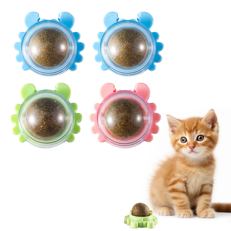 Catnip Balls Rollerball For Cats Wall Mount Magic Mint Stick Up Station Cat Nip Balls Cat Nips Organic Ball Cat Crack Catnip Ball Spinning Sugar Lick Rollerball Toy Chew Teeth Cleaning Anxiety Relief - BeesActive Australia