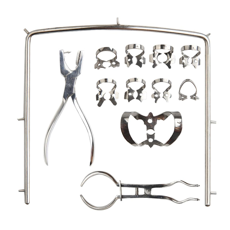 Dental Rubber Dam Kit Stainless Steel Dental Procedure Tools,Rubber Dam Clamps, Punch Plier, Endodontic Supplies, and Dental Isolation Tools,12Pcs with A Portable Storage Bag - BeesActive Australia
