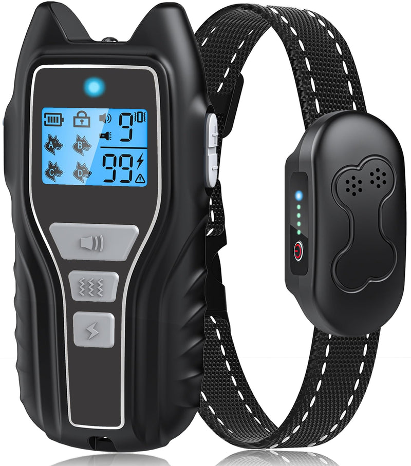 Dog Shock Collar - 2000FT Dog Training Collar with Remote, IPX7 Waterproof E Collar for Dogs with 4 Safe Training Modes Beep Vibration Shock Flashlight Perfect for Small Medium and Large Dogs - Gray Grey - BeesActive Australia