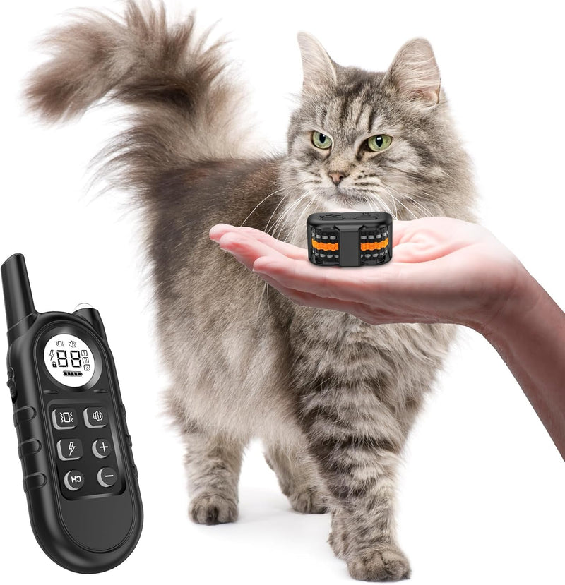 Tiniest Cat Shock Collar, Lightest Cat Training Collar with Remote for Small Cats 5-15lbs & Medium Large Cats/Puppies, Waterproof, Rechargeable, 1300ft Range (Orange) Orange - BeesActive Australia