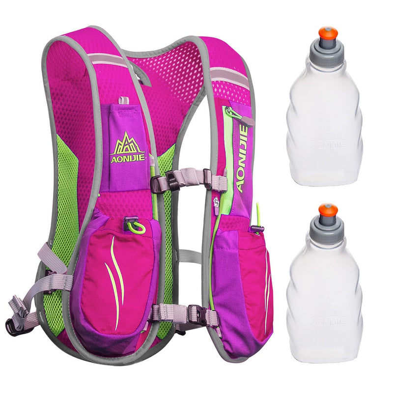 Geila Ultralight Hydration Backpack (5.5L) for Running, Trail Running, Marathon, and Cycling – Includes 2x250ml Water Bottles Rose Red 5.5L