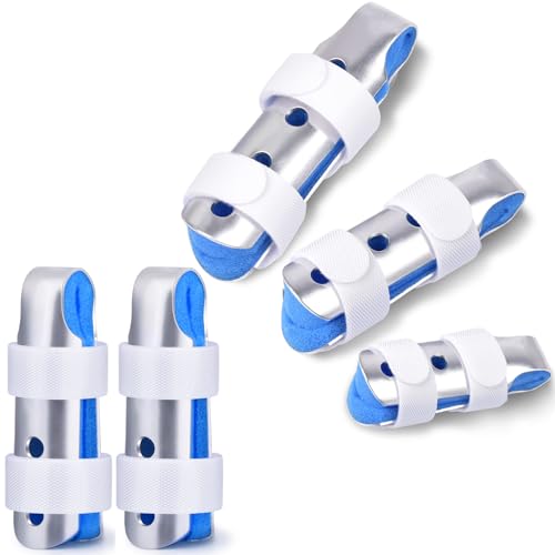 Finger Splint, 5PCS Finger Support Brace Finger Stabilizer for Broken Fingers Straightening Arthritis Knuckle Immobilization, Medium