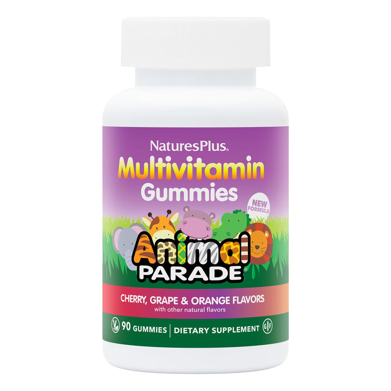 NaturesPlus Animal Parade Multivitamin Children's Gummies - 90 Count - Assorted Cherry, Grape & Orange Flavors - Supports Immune System - Vegetarian, Gluten Free - 30 Servings