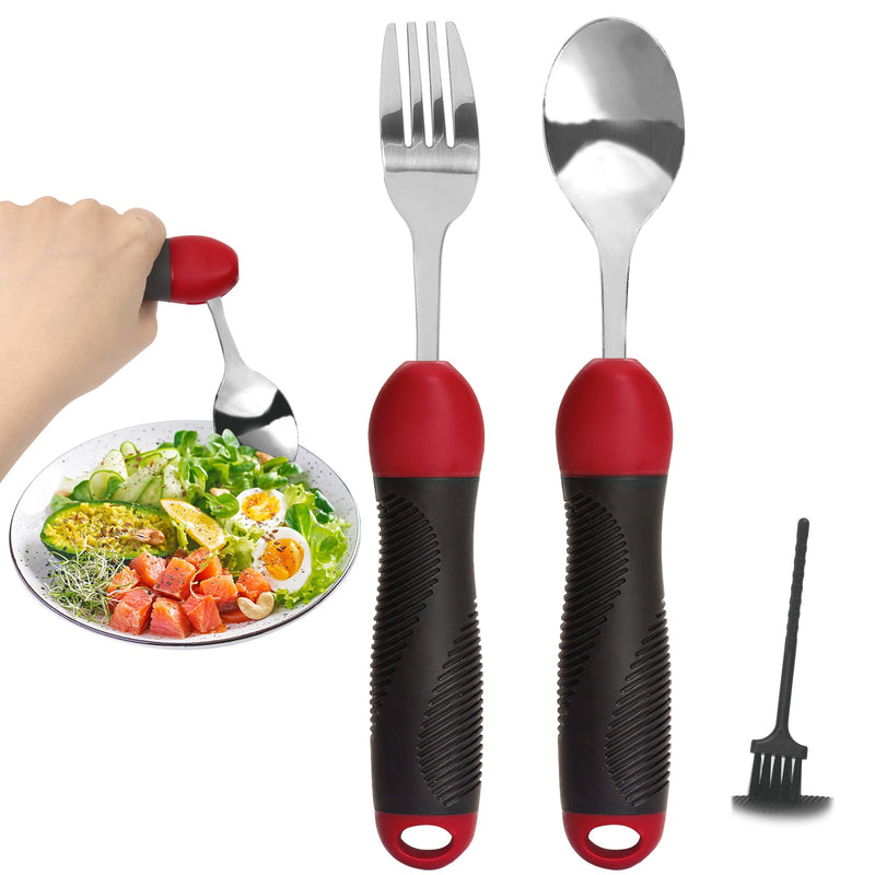 Adaptive Utensils, Weighted Special Supplies Spoon Fork Set, Weak Hand Grip & Handicapped & Parkinsons Aids for Living, Arthritis for Hand Tremors, Travel Eating Utensils for Disabled, Elderly, Adults - BeesActive Australia