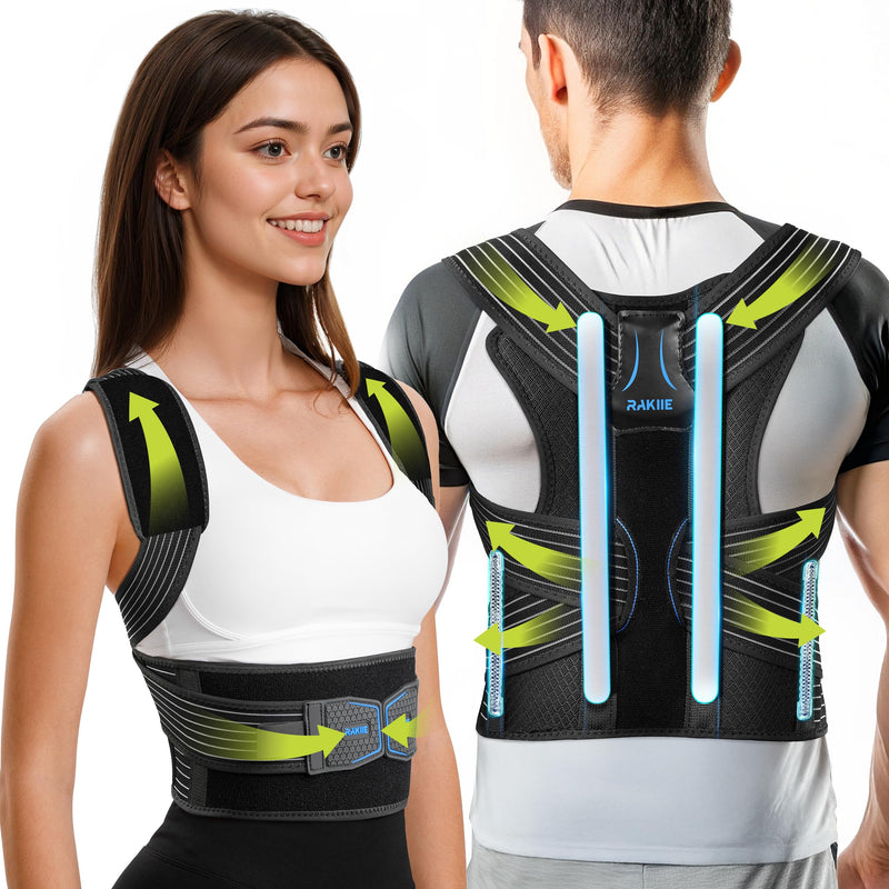 Posture Corrector for Women and Men, Upgraded Back Brace with Enhanced Support, Shoulder Straightener with Cushioned Shoulder Pads & Underarm Pain Relief Strap, Size M (Underbust: 35.4"-41") Black Medium (Upper Waist: 35.4"-41.3")